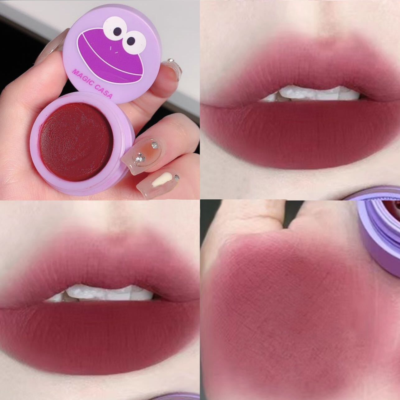 Derf Lip Mud Canned Red Lip Glaze Matte Velvet Lip Mud with Brush Canned Lip Mud