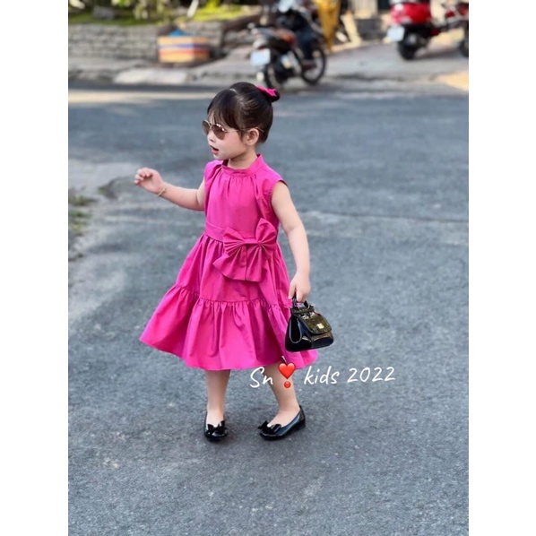 Váy thắt nơ eo cực xinh cho bé gái - VTNE