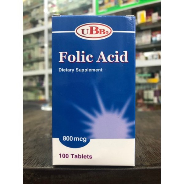 Folic Acid+ UBB - bổ sung Folic Acid cần thiết cho phụ nữ mang thai (Lọ 100 viên) cao cấp