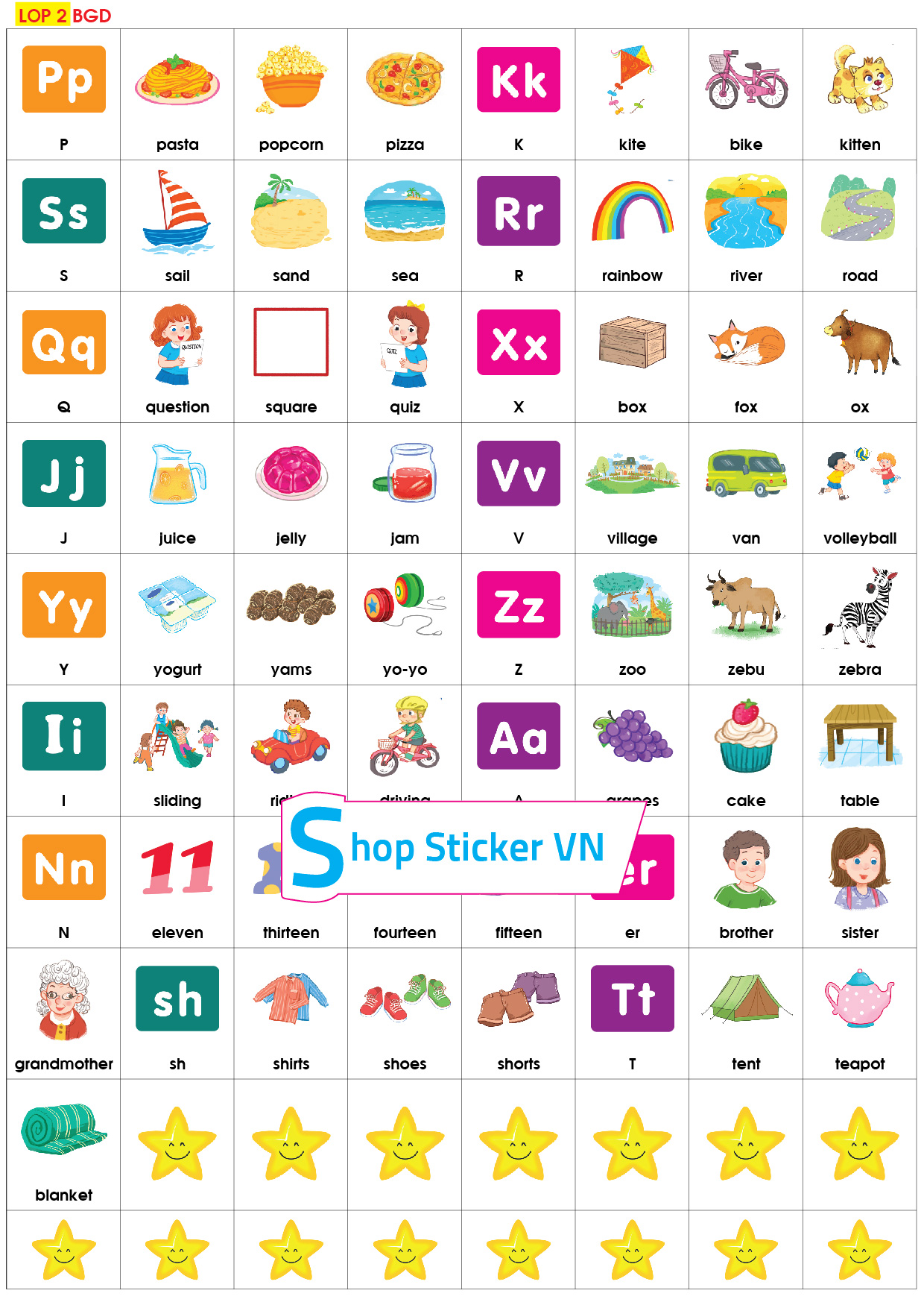 Sticker từ vựng tiếng anh đủ các khối lớp - BGD - Global