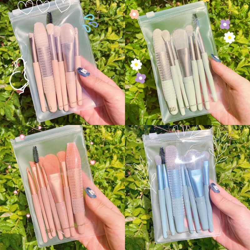 Bộ Cọ 8 Cây Tặng Kèm Túi Zip , lông cọ dày mềm mịn có 4 màu lựa chọn | Bộ cọ trang điểm mini fix 8 cây siêu cute hàng nội địa Trung | Bộ 8 cọ trang điểm phấn mắt /phấn nền/ phấn má hồng/ lông mềm mại cao cấp tiện dụng