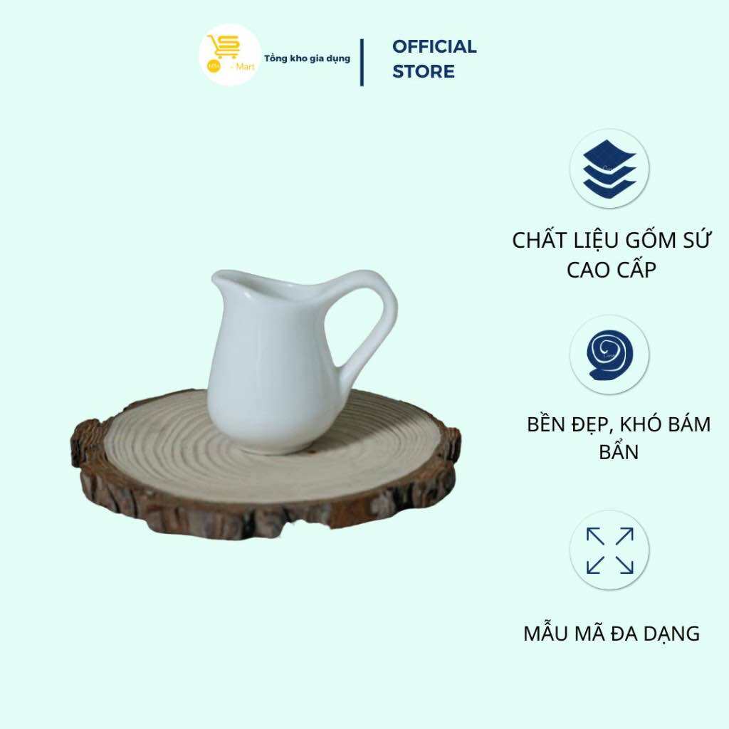 Bình Rót Sữa Ohio Size 1-2-3, Bình Sứ Rót Pha Chế Men Sứ Trắng, Cao Cấp | MTA-MART