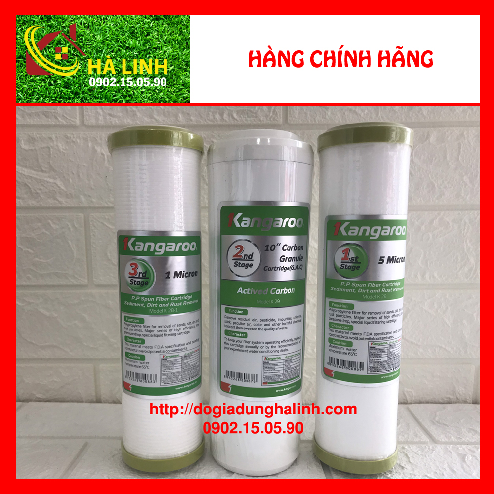Bộ lõi lọc nước Kangaroo số 1,2,3, Bộ lõi lọc nước 123 Kangaroo, Bộ lõi lọc nước 123 chính hãng, Lõi lọc nước Kangaroo 123