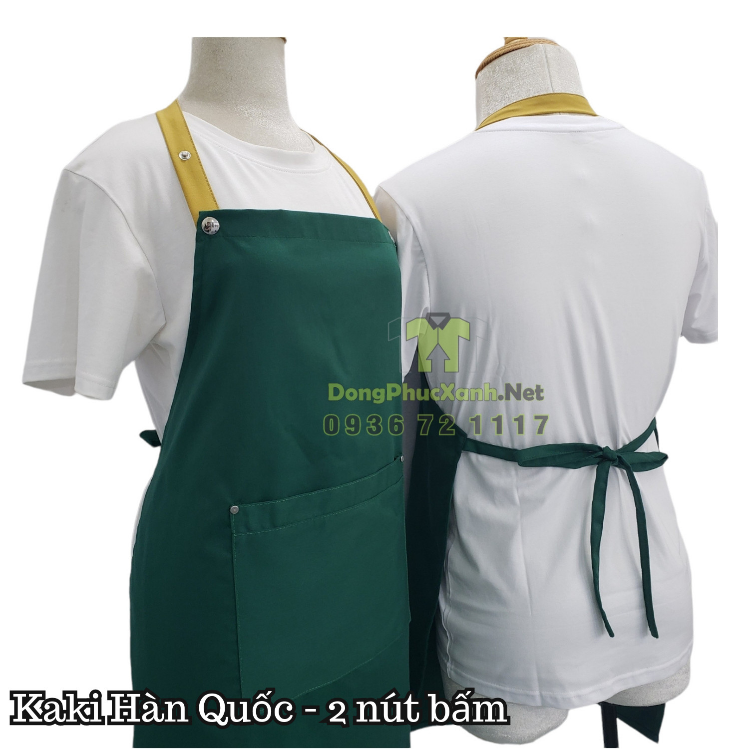 Tạp Dề Trơn Màu Xanh Cho Phục Vụ
