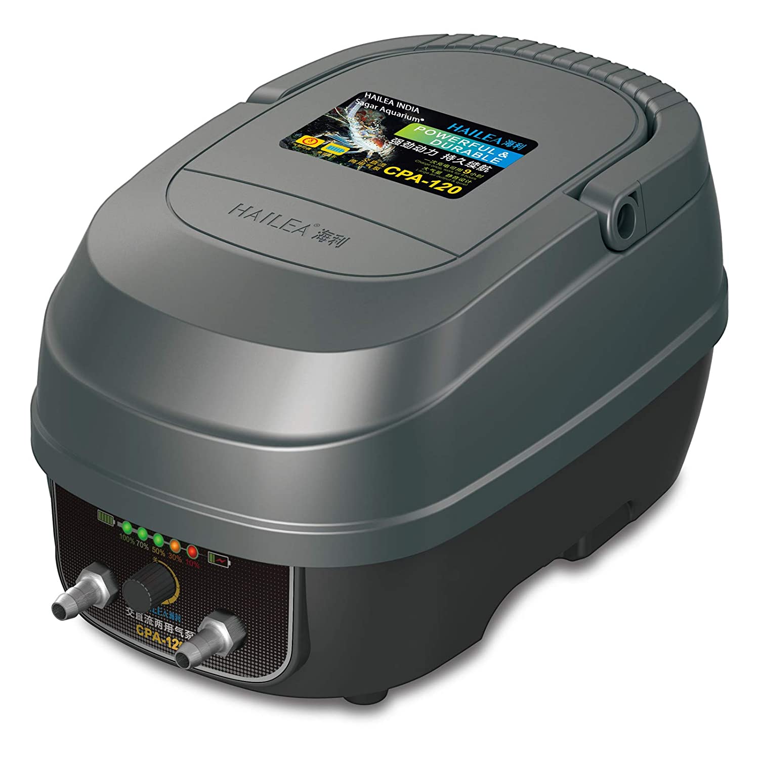 Máy sủi oxy tích điện 2 nguồn điện công suất lớn CPA-120 tiết kiệm điện