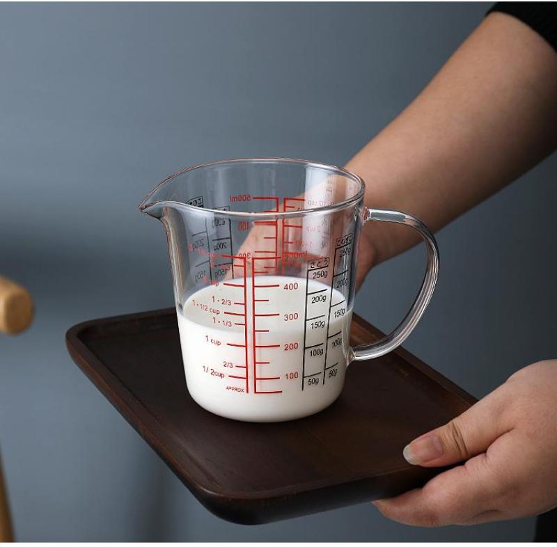 Ca, Ly, Cốc thủy tinh Glass Cup chia vạch đo, đong dung lượng, thể tích, trọng lượng nguyên liệu làm bánh, chịu nhiệt cao làm bánh, pha chế, nấu ăn tiện ích-HK028