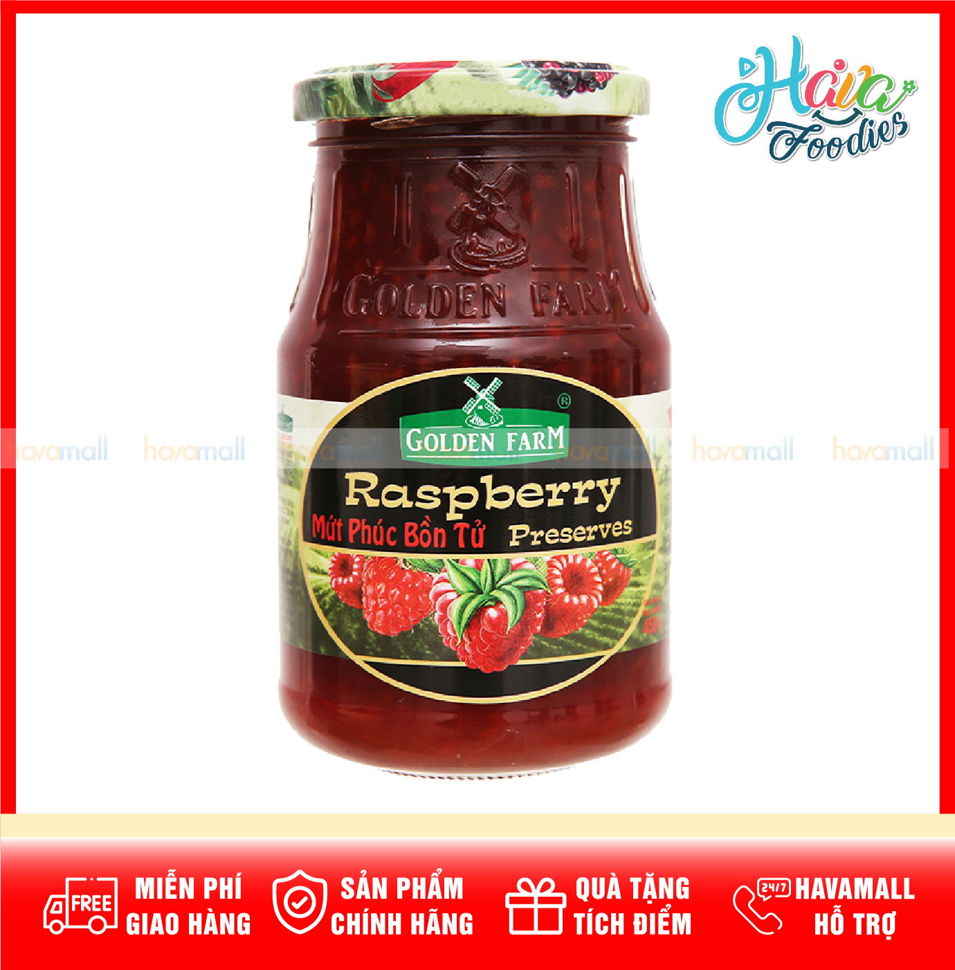 [HOÀN TIỀN MAX 10%][ HÀNG CÔNG TY ] Mứt Phúc Bồn Tử Cao Cấp Golden Farm - Raspberry Jam