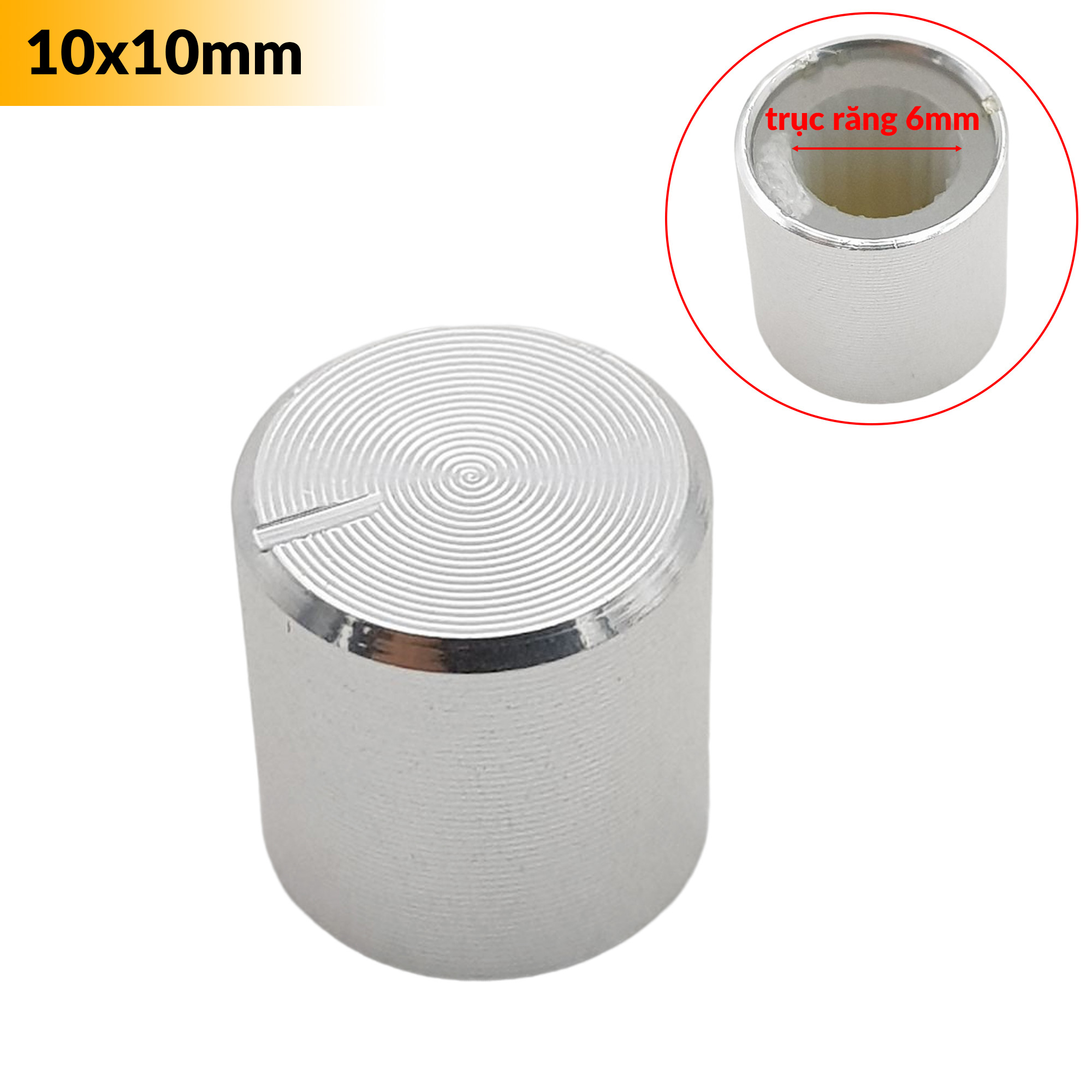 Núm vặn Chiết áp Biến trở Trục răng 6mm 10x10mm 10x15mm màu đen, trắng bạc