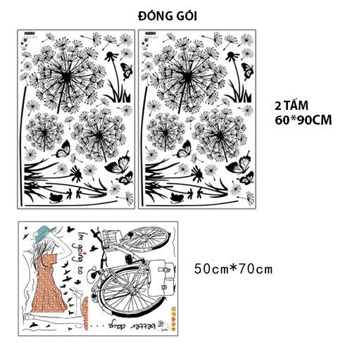 (Size Lớn ) Decal dán tường CÔ GÁI VÀ BỒ CÔNG ANH