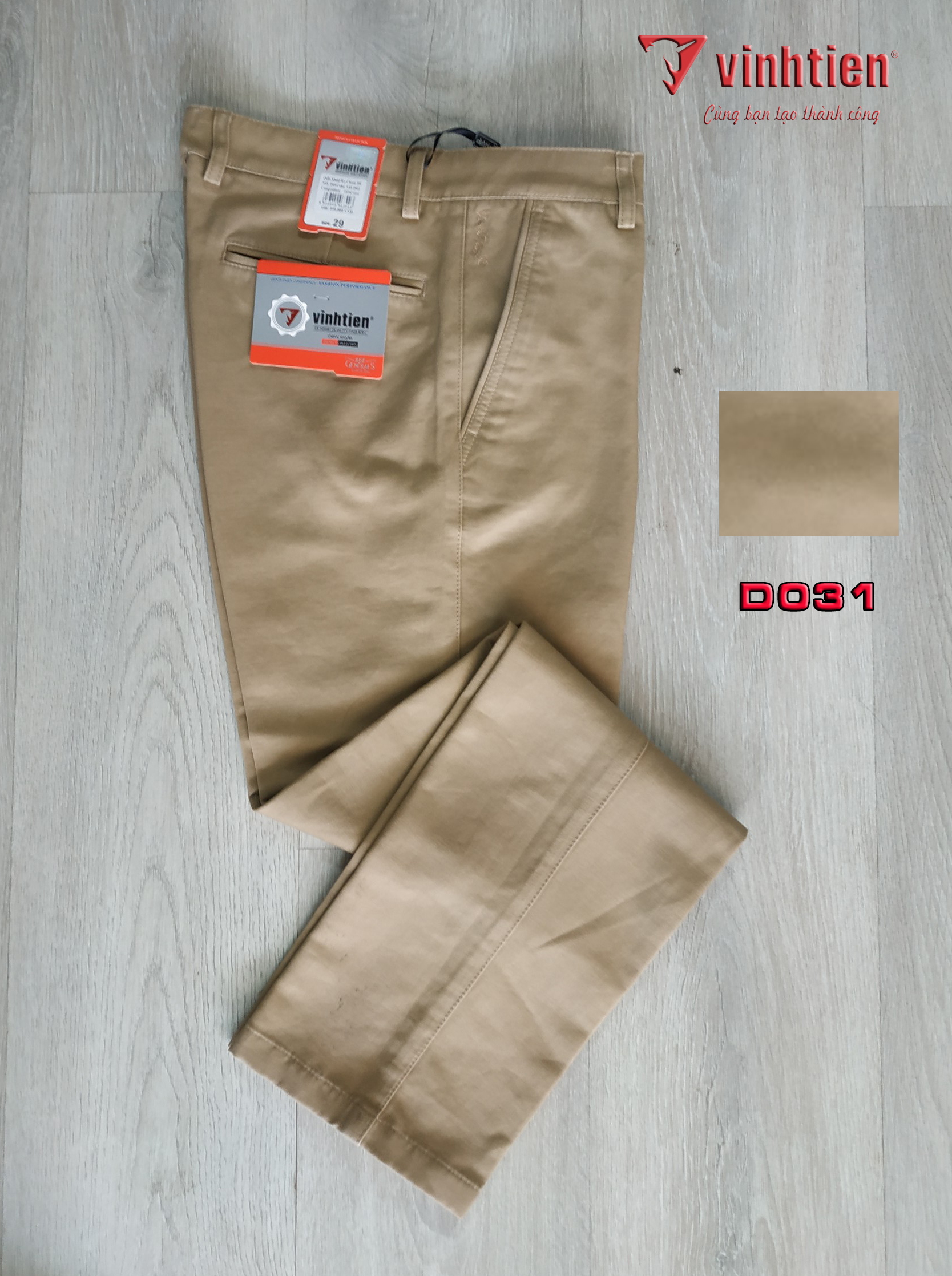 Quần Kaki 0 ly Trung Niên Vĩnh Tiến Cotton Màu Bò