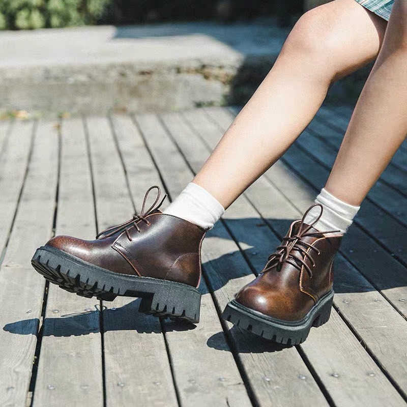 Original boots đế cao (3 lỗ xỏ) - Boots da bò nữ