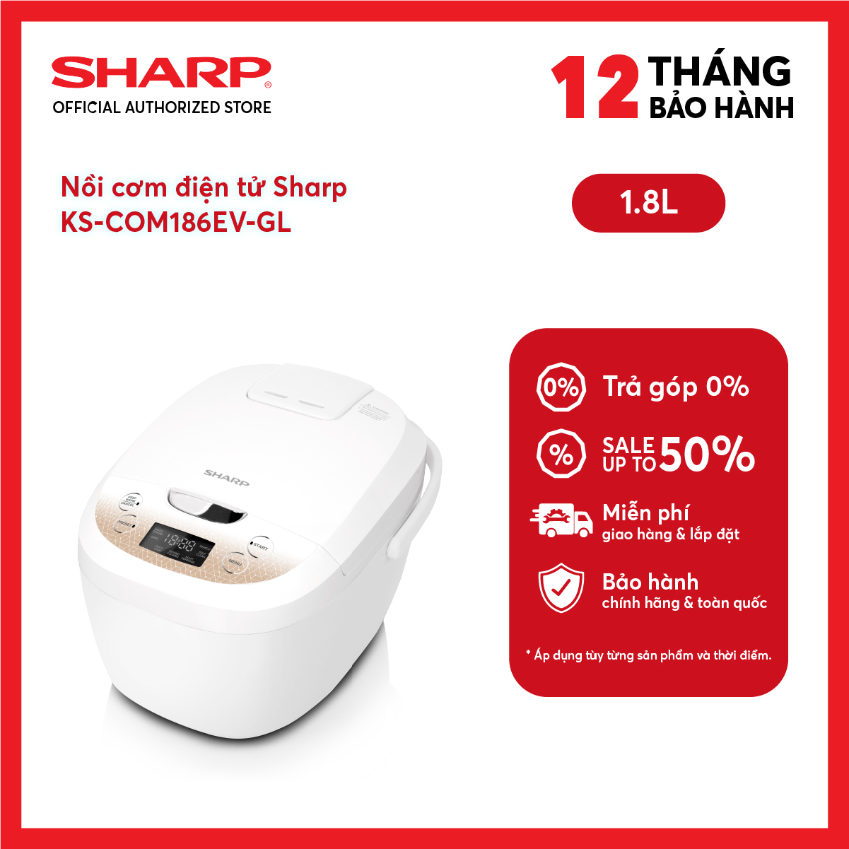 Nồi cơm điện tử Sharp KS-COM186EV-GL