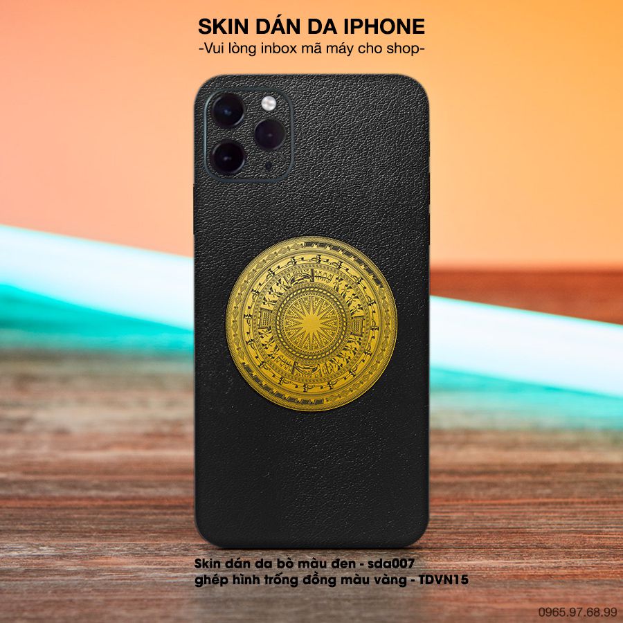Miếng dán da ghép hình trống đồng vàng - bộ bộ 3 cho iPhone (inbox mã máy cho shop)