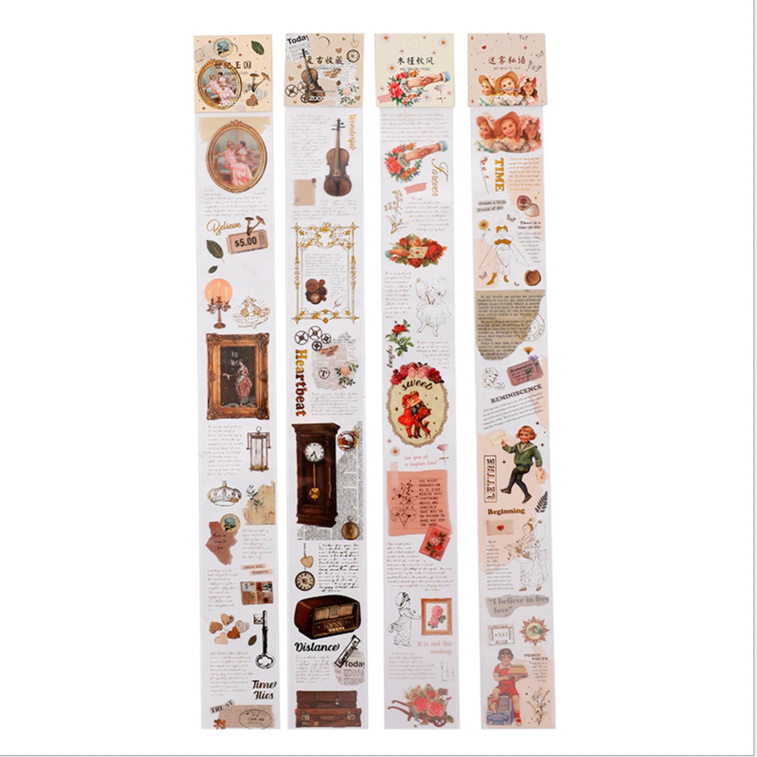 Dải sticker washi retro trang trí sổ