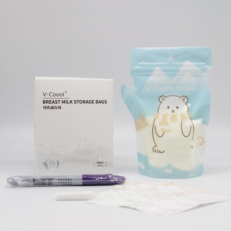 Túi trữ sữa Vcool, hộp 30 túi 180ml có vòi rót tiện dụng, hàng công ty chính hãng