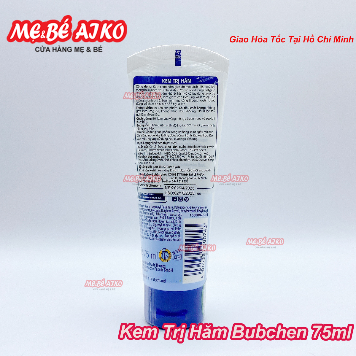 (Mẫu Mới) Kem Giảm hăm Bubchen dùng cho bé bị hăm tuýp 75ml