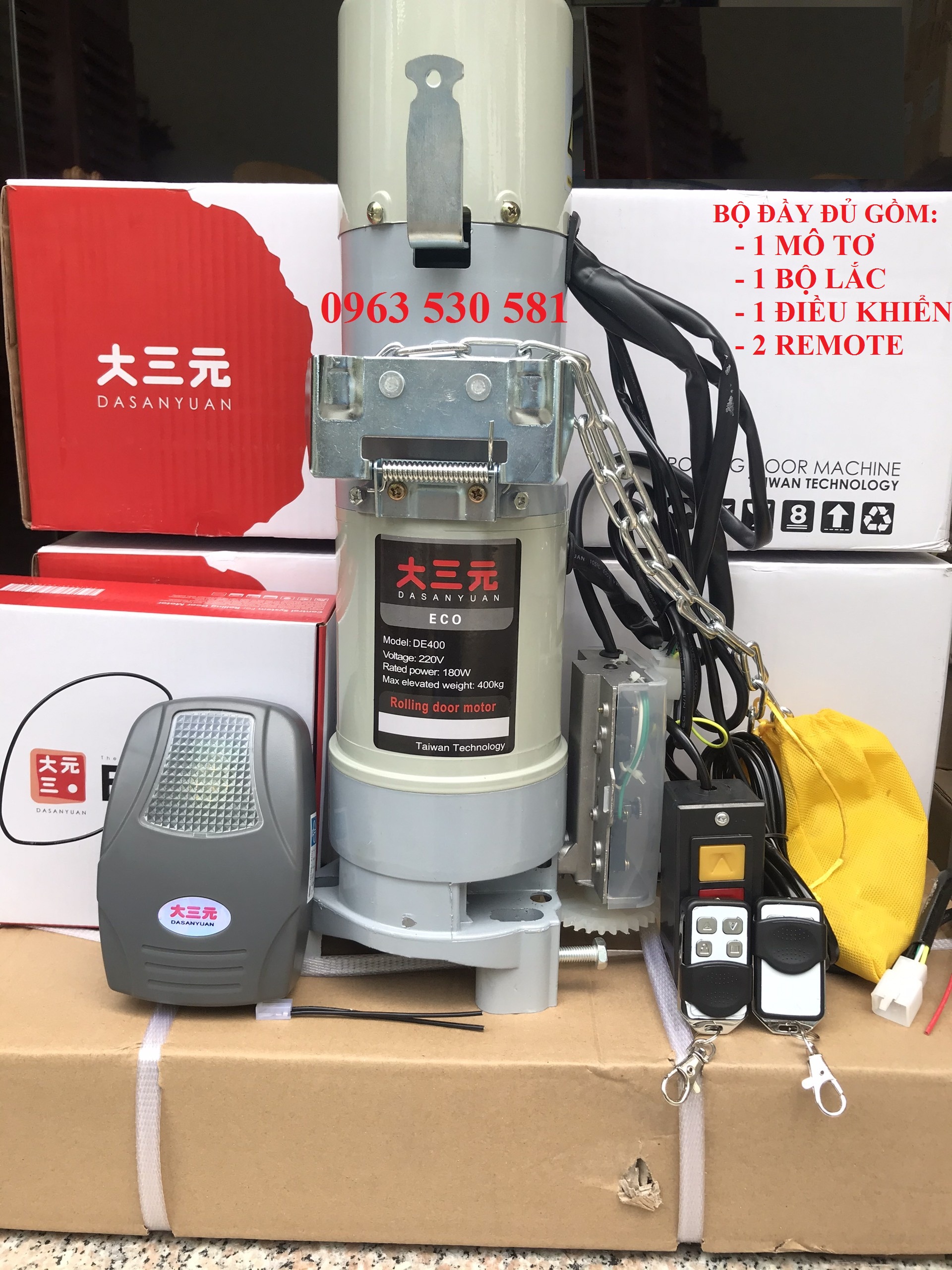 [HCM]MOTOR CỬA CUỐN DE400kg DASANYUAN (đủ bộ)