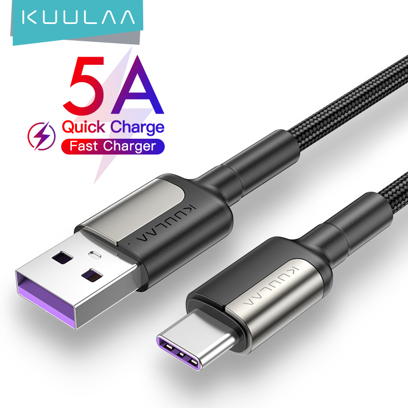 Kuulaa dây cáp sạc và truyền dữ liệu usb type c òng tối đa đạt 5a cáp sạc usb c cho huawei p40 pro p30 mate 30 pro