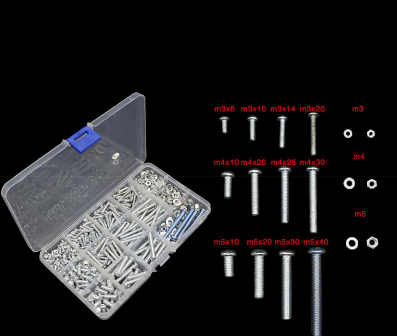 Hộp Bù Lông Ốc Vít M3 M4 M5 nặng 500g