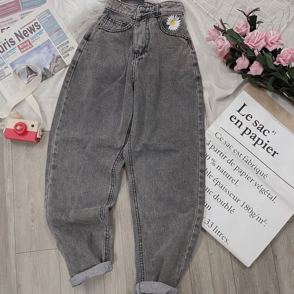 [HCM]Quần Baggy Jean Nữ Thêu Hoa Cúc Chất Bò Thơi Trang Cao Cấp Mẫu Mới Thỏ Tây Shop94 MS154