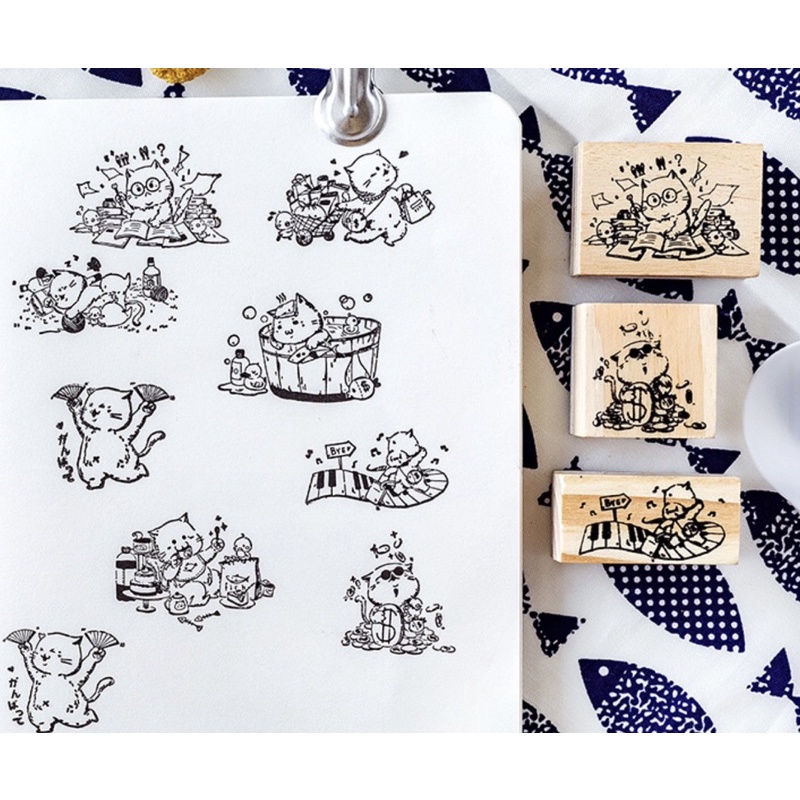 Con dấu gỗ mèo cute stamp gỗ SP022