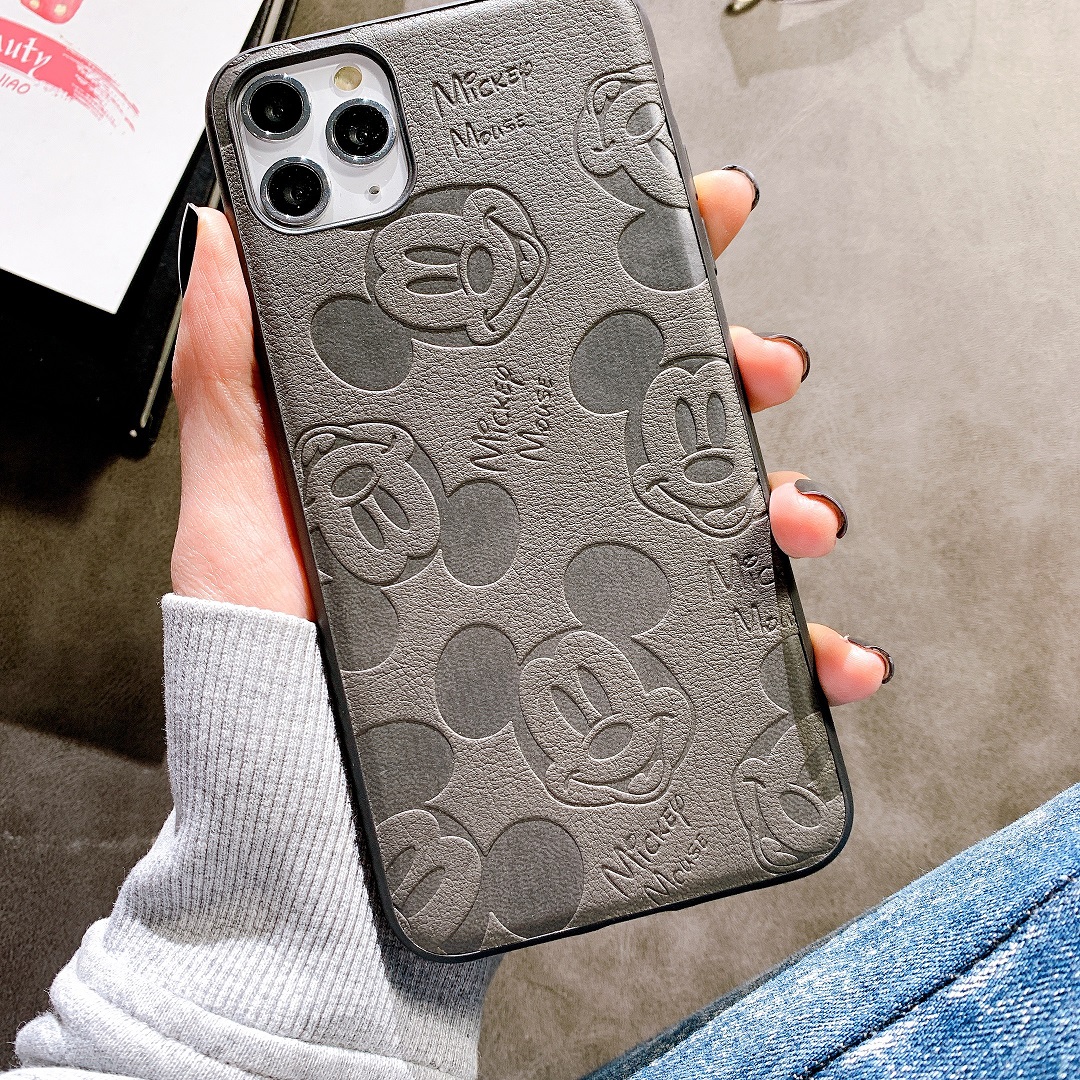 Ốp Lưng Da IMD Dập Nổi 3D Họa Tiết Mickey Mouse