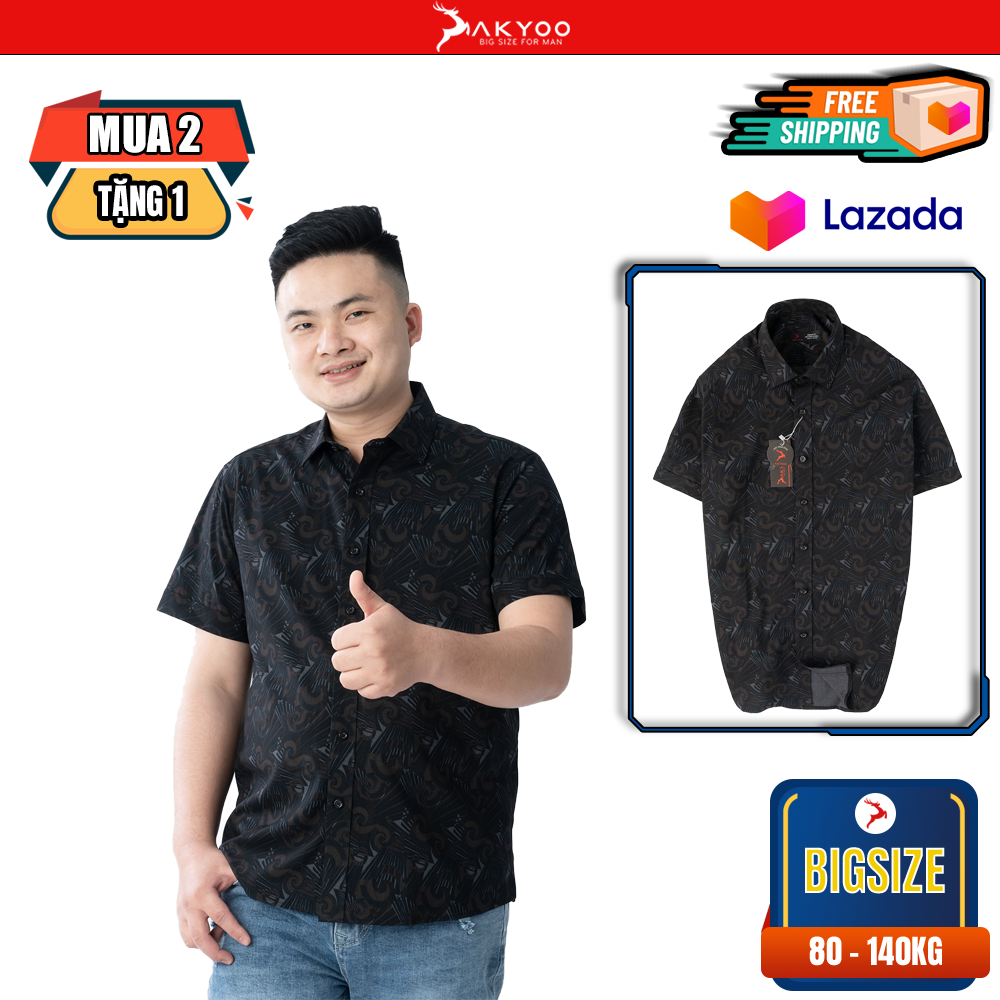 Áo Sơ Mi Đen Cộc Tay Họa Tiết&hellip;
