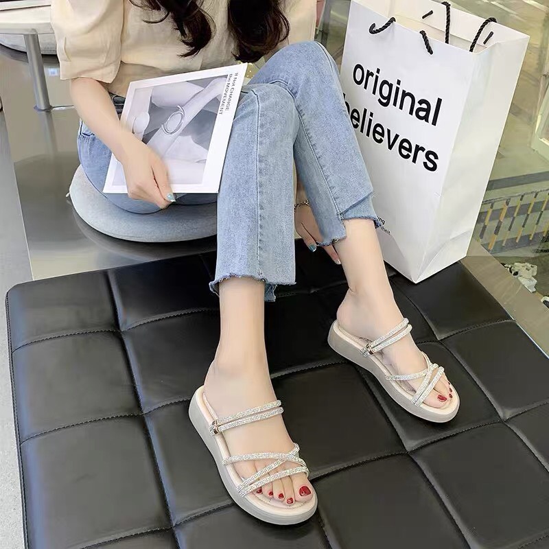 Dép Lê Nữ Độn Đế Quai Đá Hot Hit 35cm Mã H5