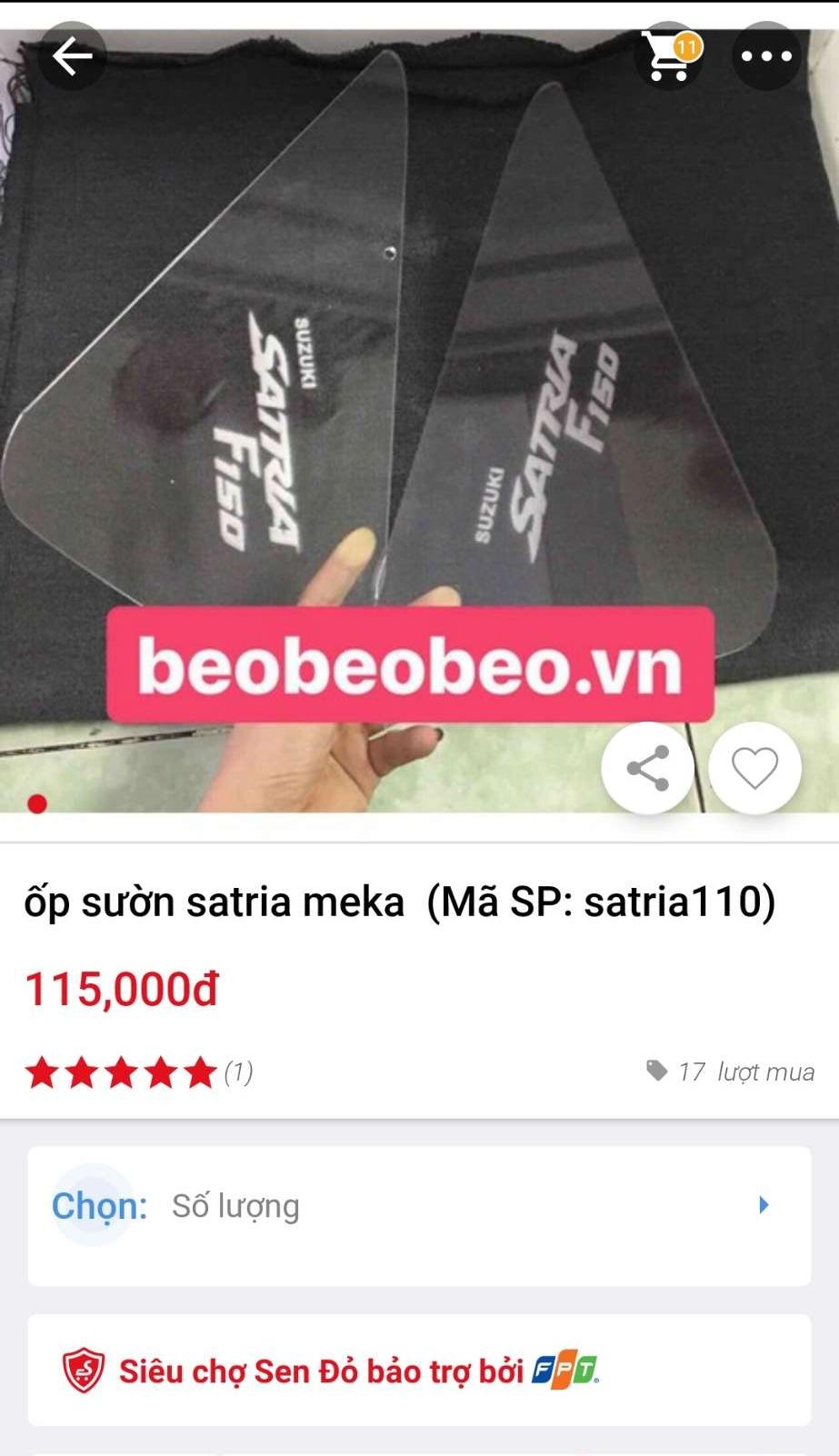 ốp sườn Satria trong suốt