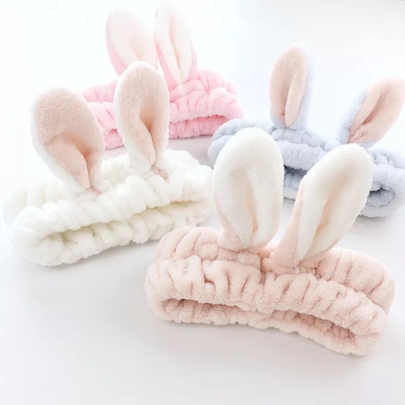 Bờm tóc rửa mặt tai thỏ, Băng đô rửa mặt cute