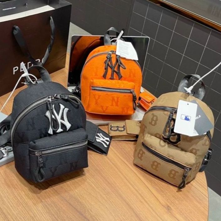 Balo Mini MLB NY Monogram Nylon Jacquard Backpack Full Tag Mac