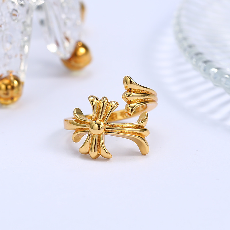 Nhẫn Chrome Heart Cross mạ vàng 22k cao cấp fullbox.
