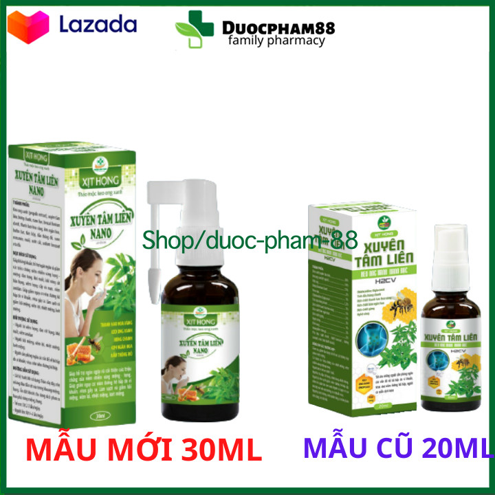 Xịt họng Xuyên tâm liên keo ong xanh nano bạc H2CV ngăn ngừa viêm nhiễm