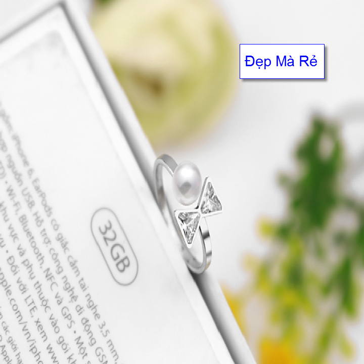 Ring bow applique stone delivery Pearl (self-adjustable big small according to the finger)-commitment 1 Đổi 1 if Hoen, Rust