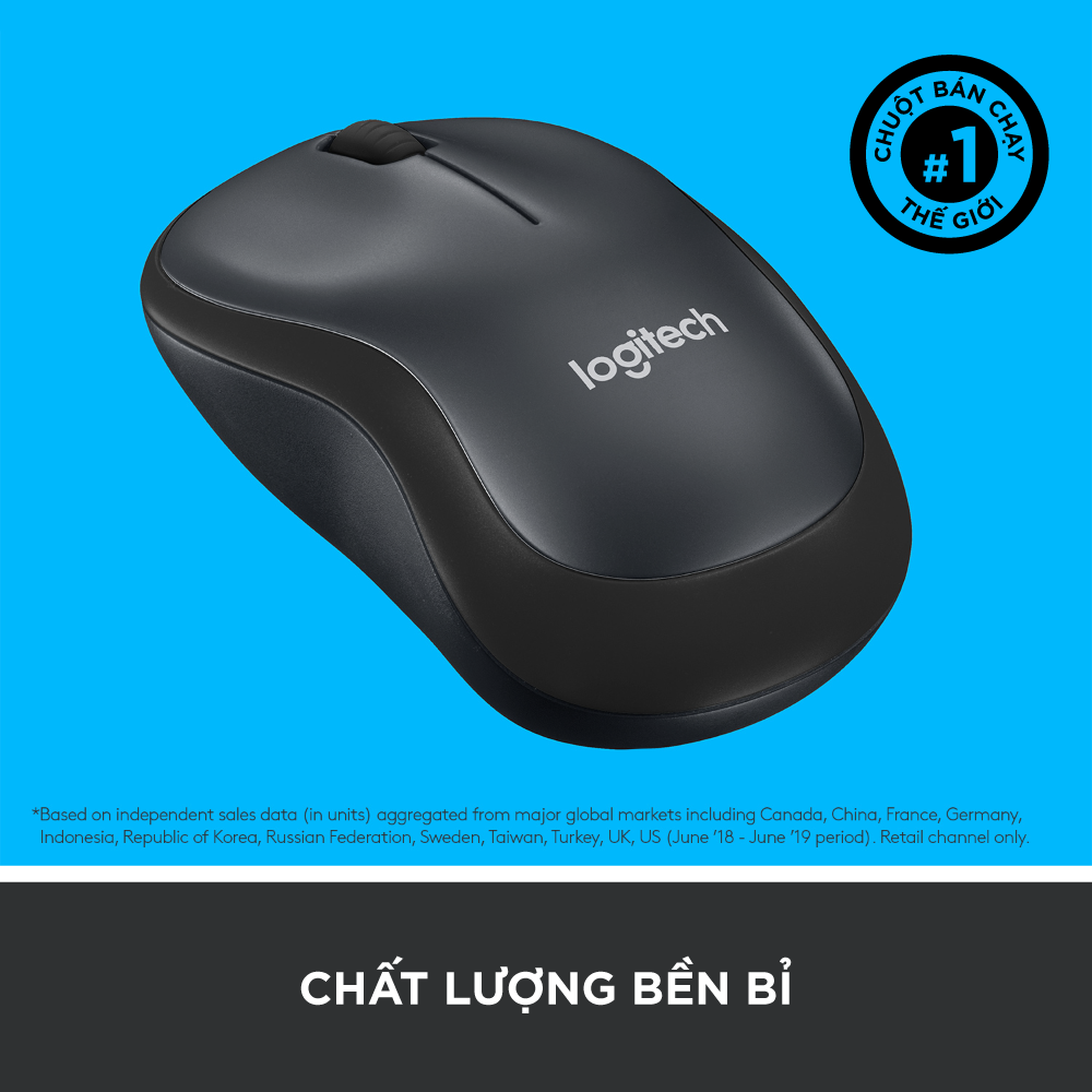 Chuột không dây Logitech M220 Silent giảm ồn - USB 2.4GHz, pin 18 tháng, thiết kế thuận 2 tay, phù hợp PC/ Laptop