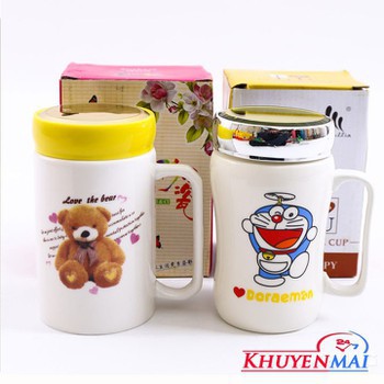 Cốc sứ giữ nhiệt có nắp gương