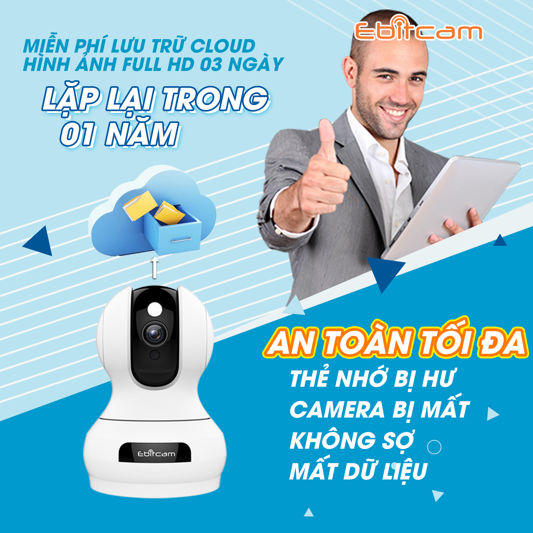 Camera giám sát Wifi Ebitcam E3 Full HD 1080P 2MP/4MP