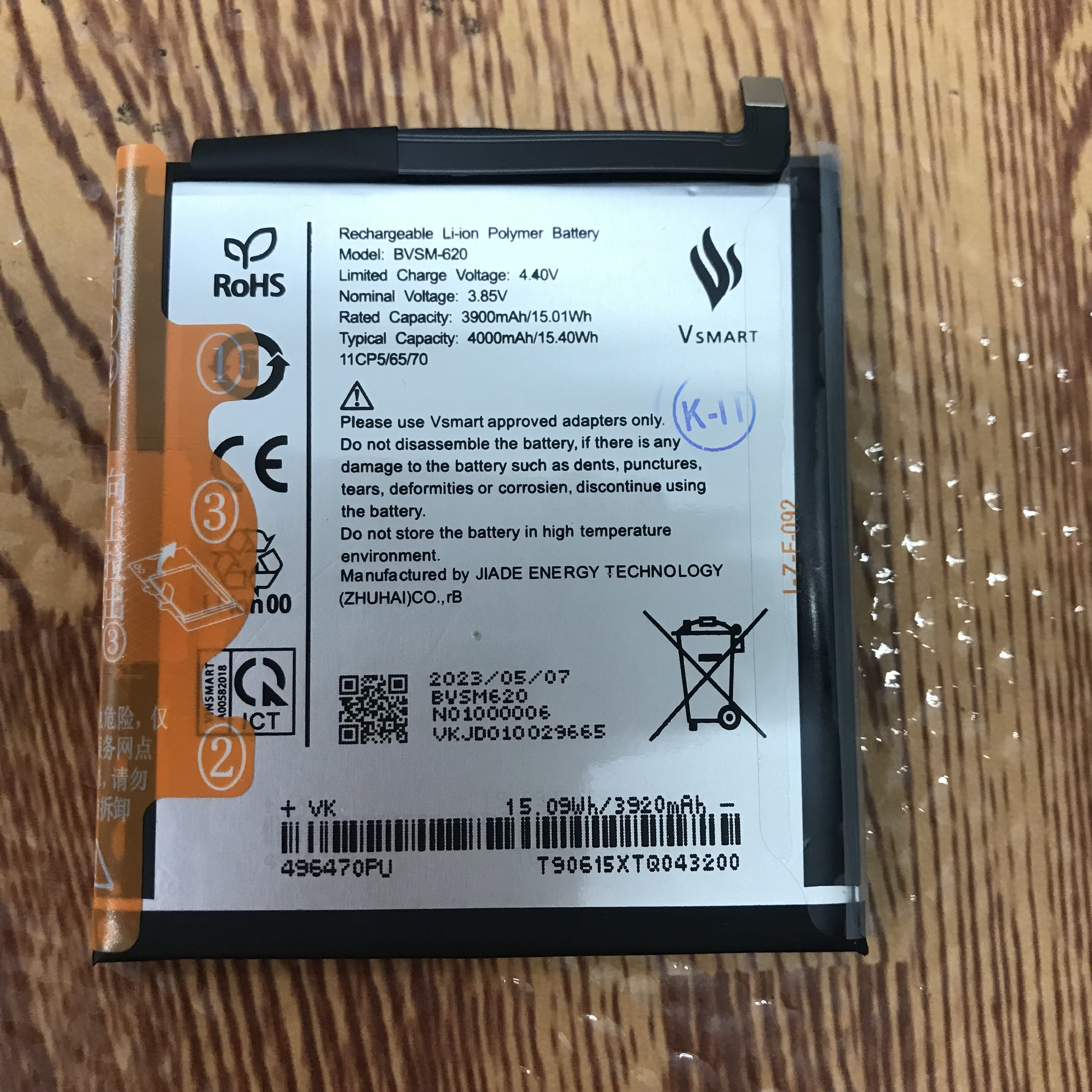 Pin vsmart live bvs-620 zin bảo hành đổi mới