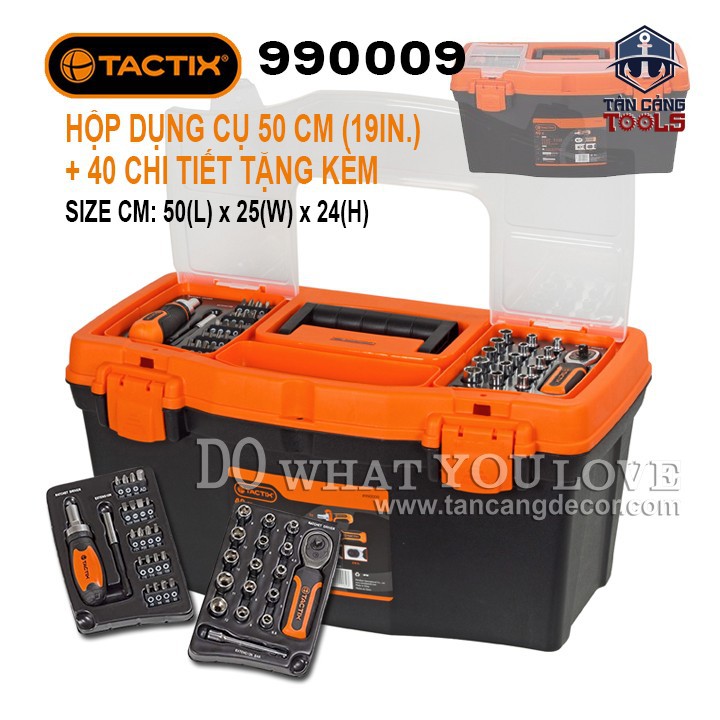 Thùng Đựng Đồ Nghề 19 Inches Kèm 40 Chi Tiết Đa Năng Tactix 990009