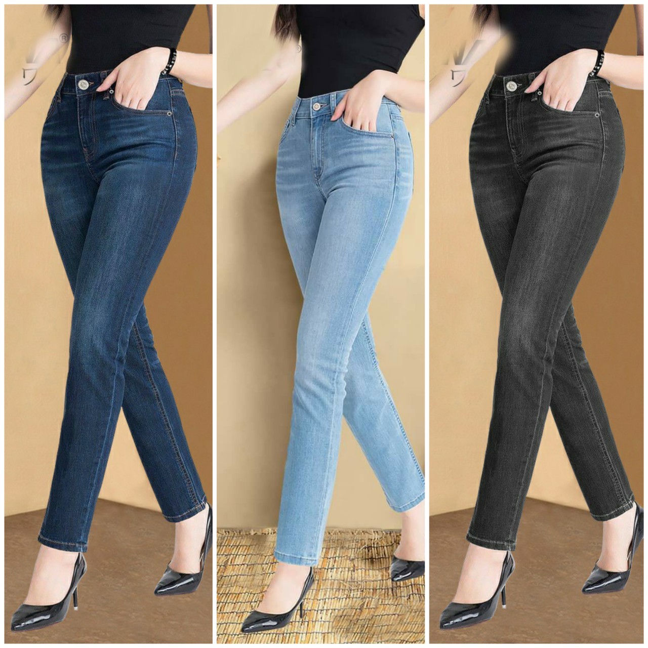 [HCM]Quần Jeans Nữ Quần Bò Nữ Lưng Cao Cotton 100%  Co Giãn 4 Chiều Dáng Skinny Xuất Khẩu Cao Cấp