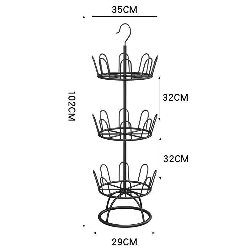 Kệ phơi giầy dép 3 tầng xoay 360 độ Có móc treo, Khô nhanh, Tiết kiệm không gian.Móc treo quần áo 3 tầng.