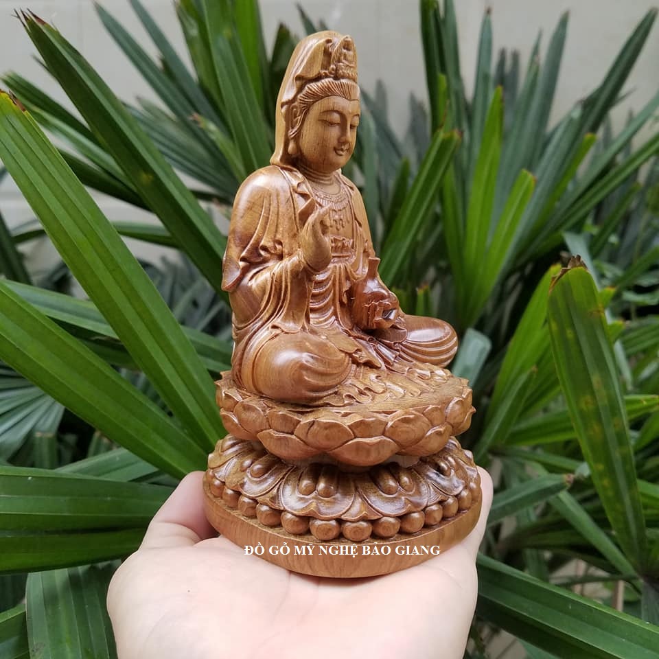Tượng phật bà quan âm gỗ bách xanh