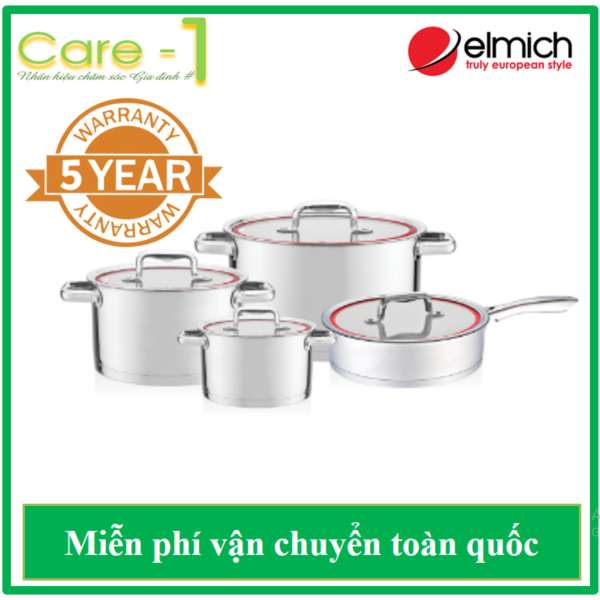 BỘ NỒI CHẢO INOX CAO CẤP ELMICH PRAHA EL3338 -  BẢO HÀNH 5 NĂM