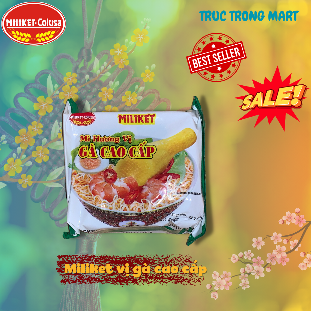 Mì tôm Miliket vị Gà Cao cấp 30 gói/80gr