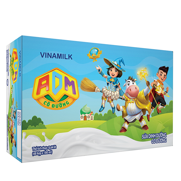 Sữa dinh dưỡng Có Đường Vinamilk ADM - Thùng 48 hộp 180ml