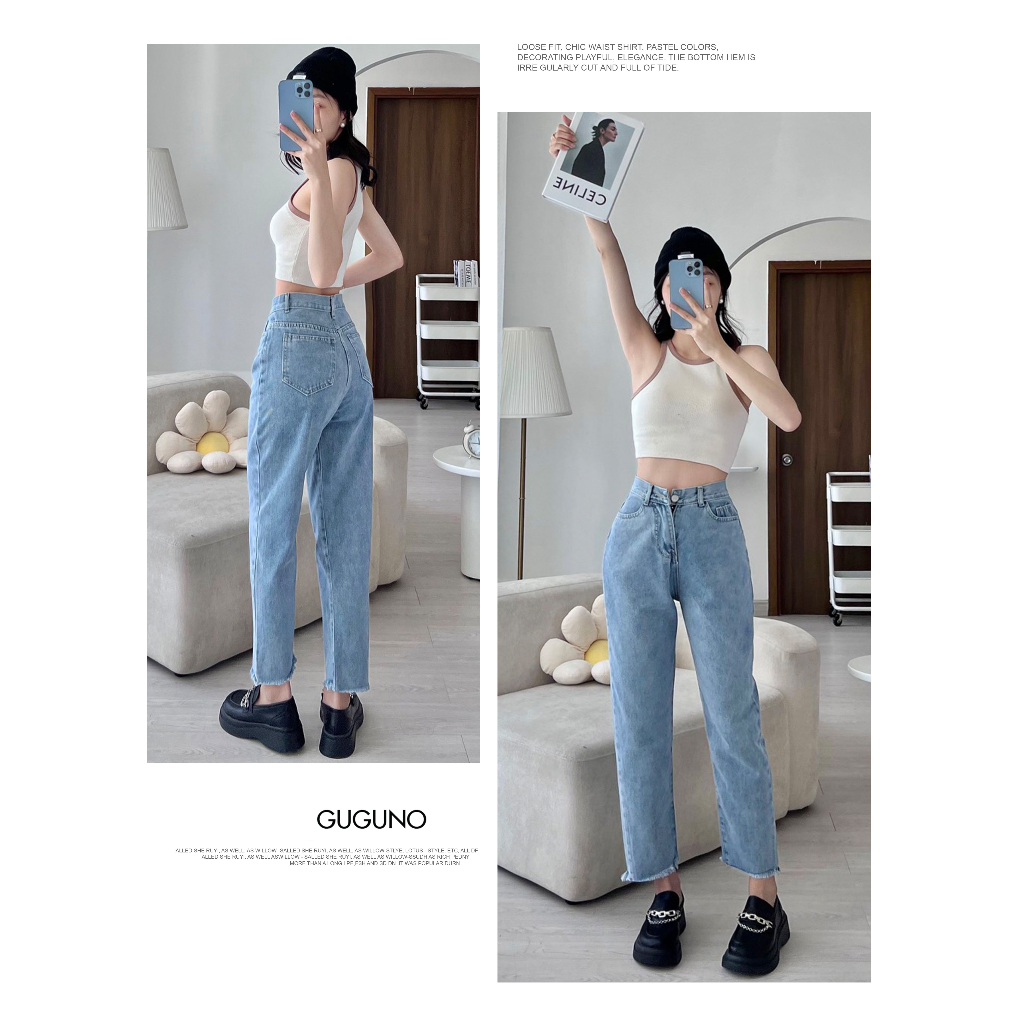 Quần jeans nữ baggy Guguno (Mẫu Thật)