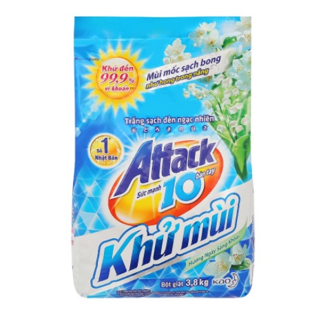 Bột giặt Attack khử mùi hương ngày sảng khoái 3.8kg