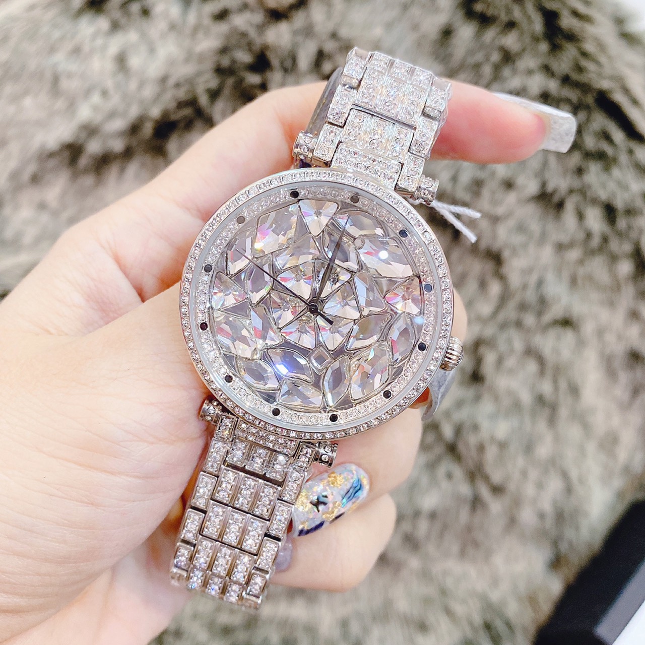 [HCM]Đồng Hồ Davena Bling Nữ Mặt Đá Silver 39mm Chính Hãng