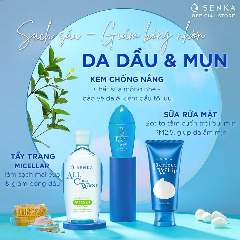 Combo Senka Làm Sạch Chống Nắng Senka