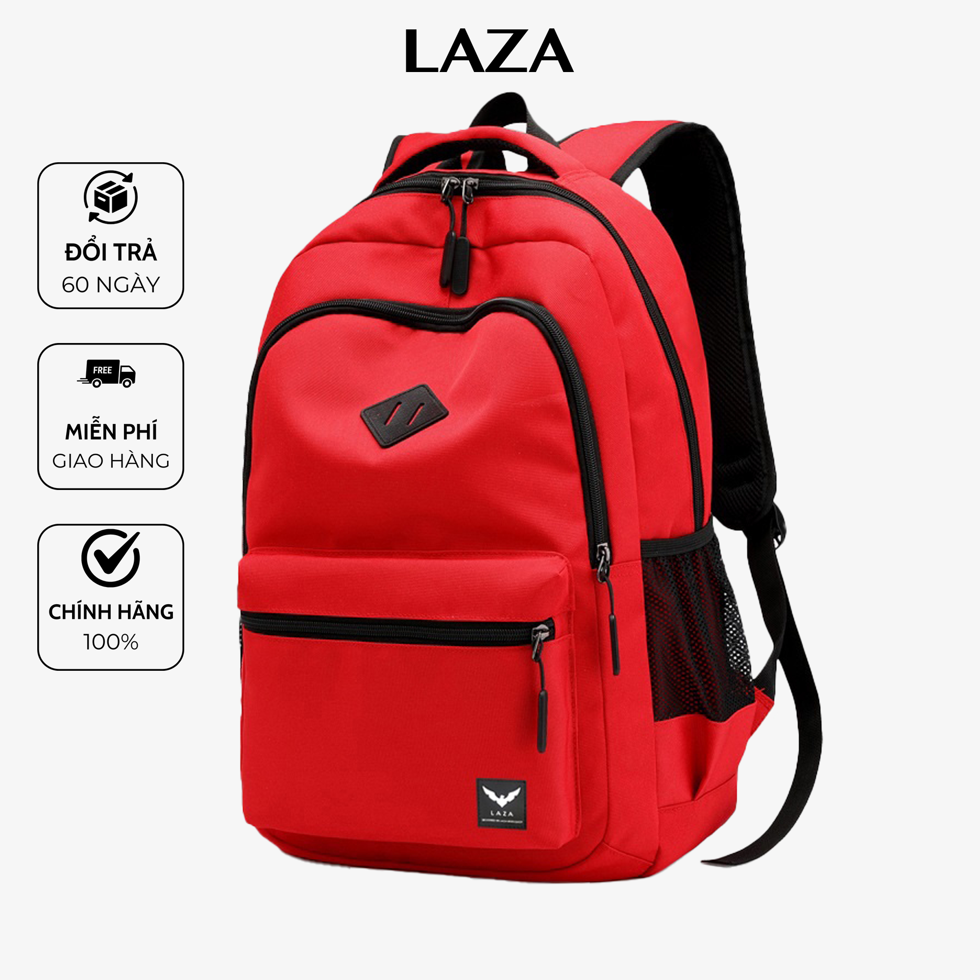 Balo nam nữ thời trang unisex LAZA 432 chất liệu polyeste chống thấm, thiết kế tinh tế, chứa được tối đa laptop 15.6in